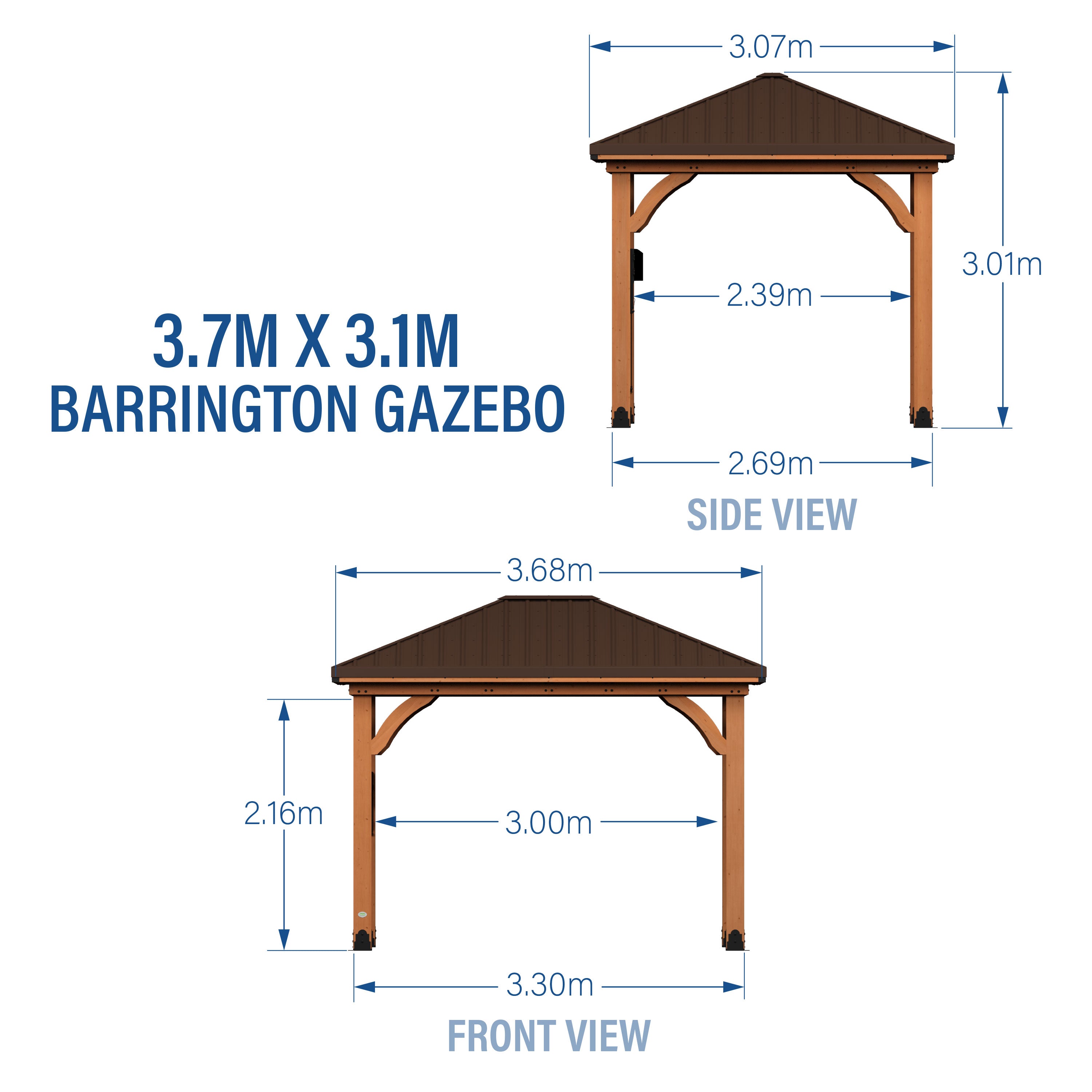 3.7m x 3.1m (12ft x 10ft) Barrington Gazebo