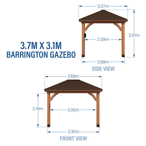 3.7m x 3.1m (12ft x 10ft) Barrington Gazebo
