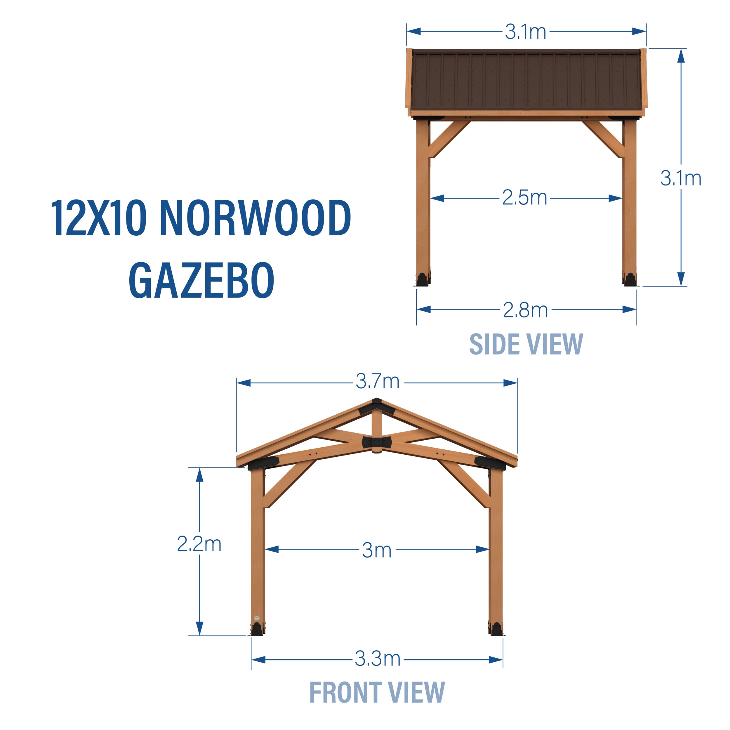 3.7m x 3.1m (12ft x 10ft) Norwood Gazebo