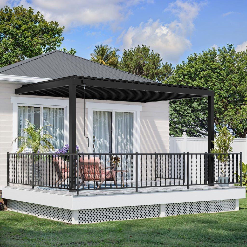 4.3m x 3.1m (14ft x 10ft) Evanston Wall Mounted Louvered Pergola