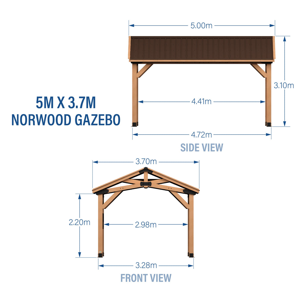 5.0m x 3.7m (16ft x 12ft) Norwood Gazebo