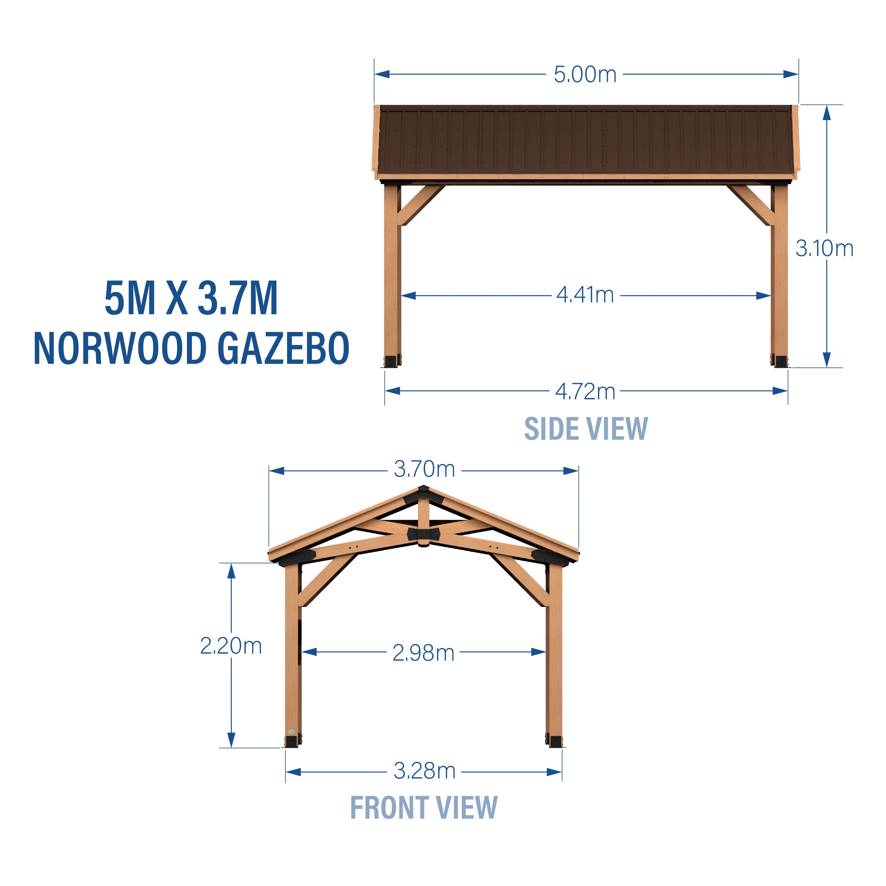 5.0m x 3.7m (16ft x 12ft) Norwood Gazebo