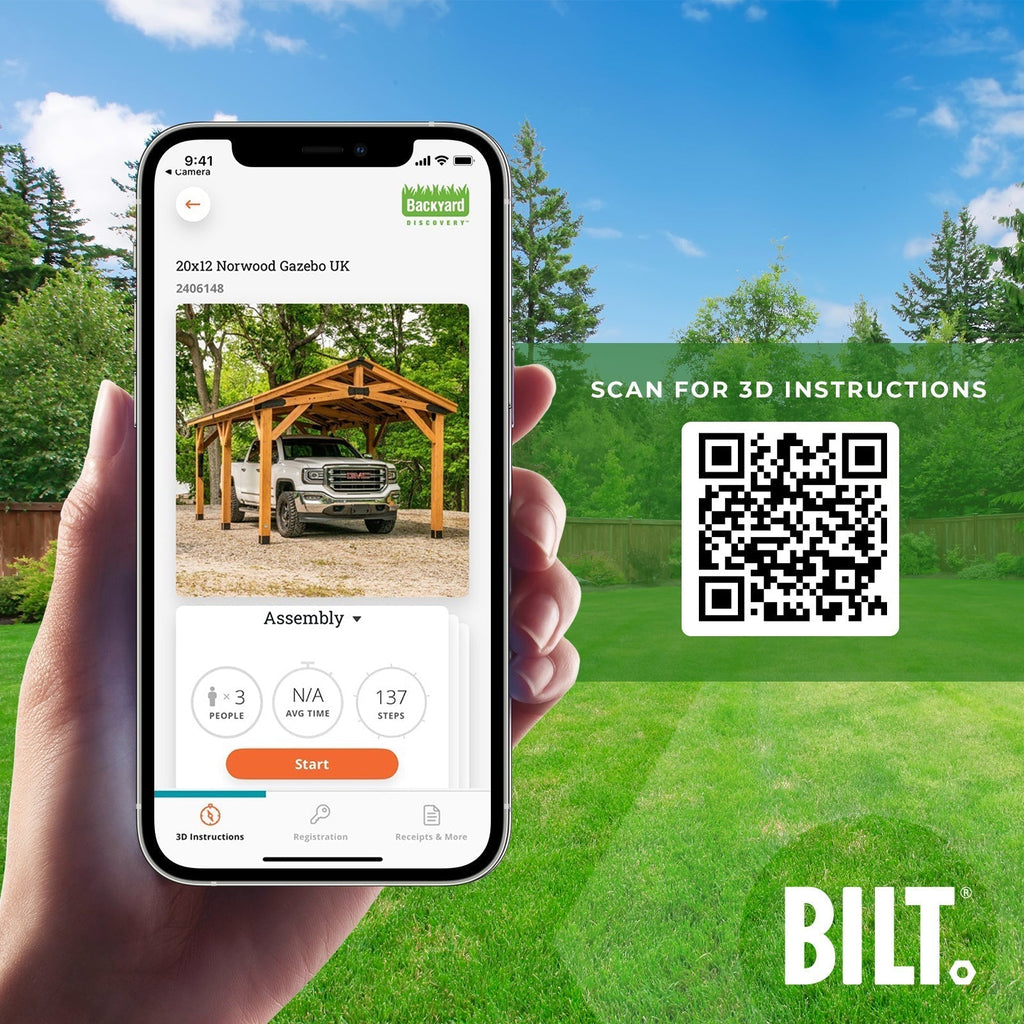 6.1m x 3.7m (20ft x 12ft) Norwood Gazebo/Carport