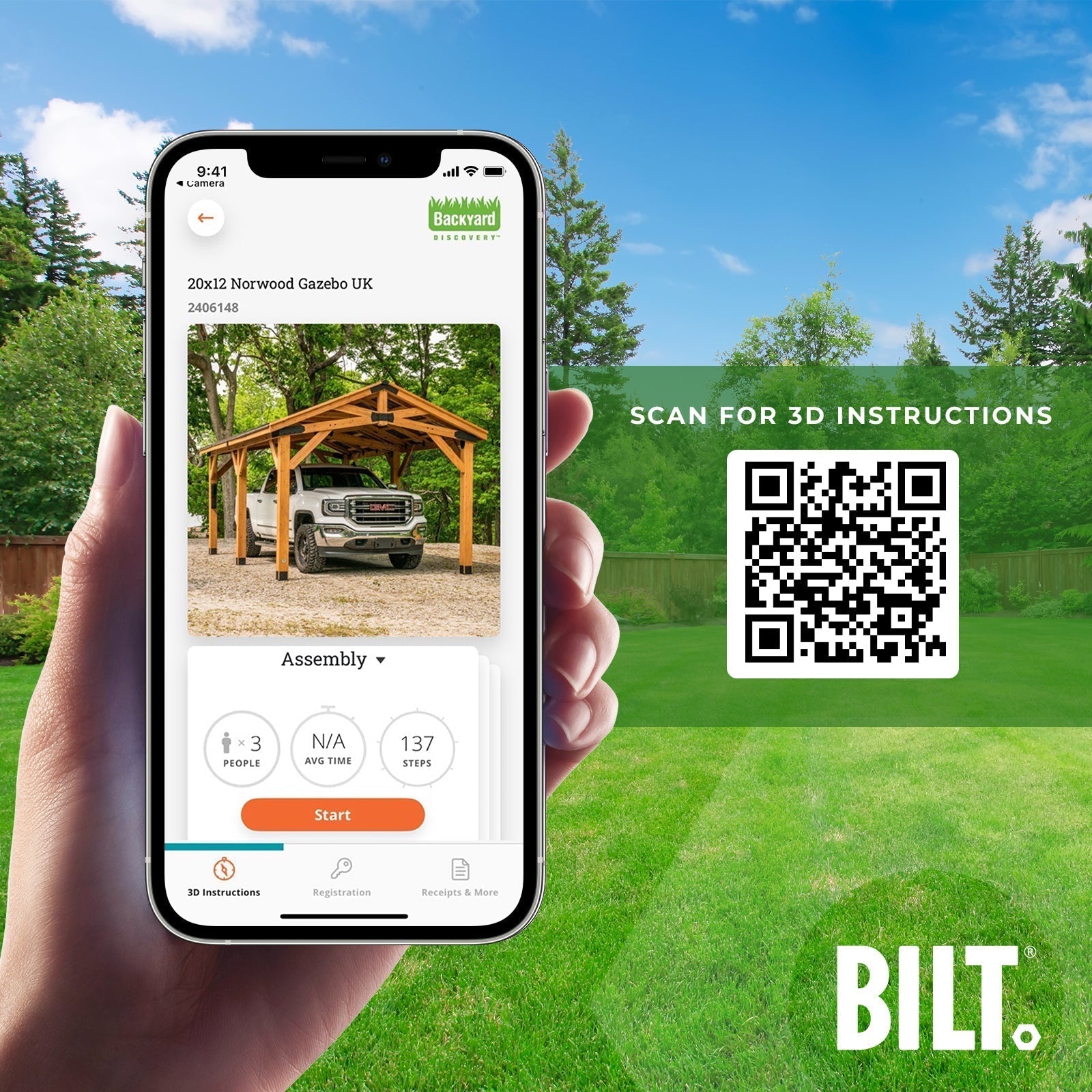 6.1m x 3.7m (20ft x 12ft) Norwood Gazebo/Carport