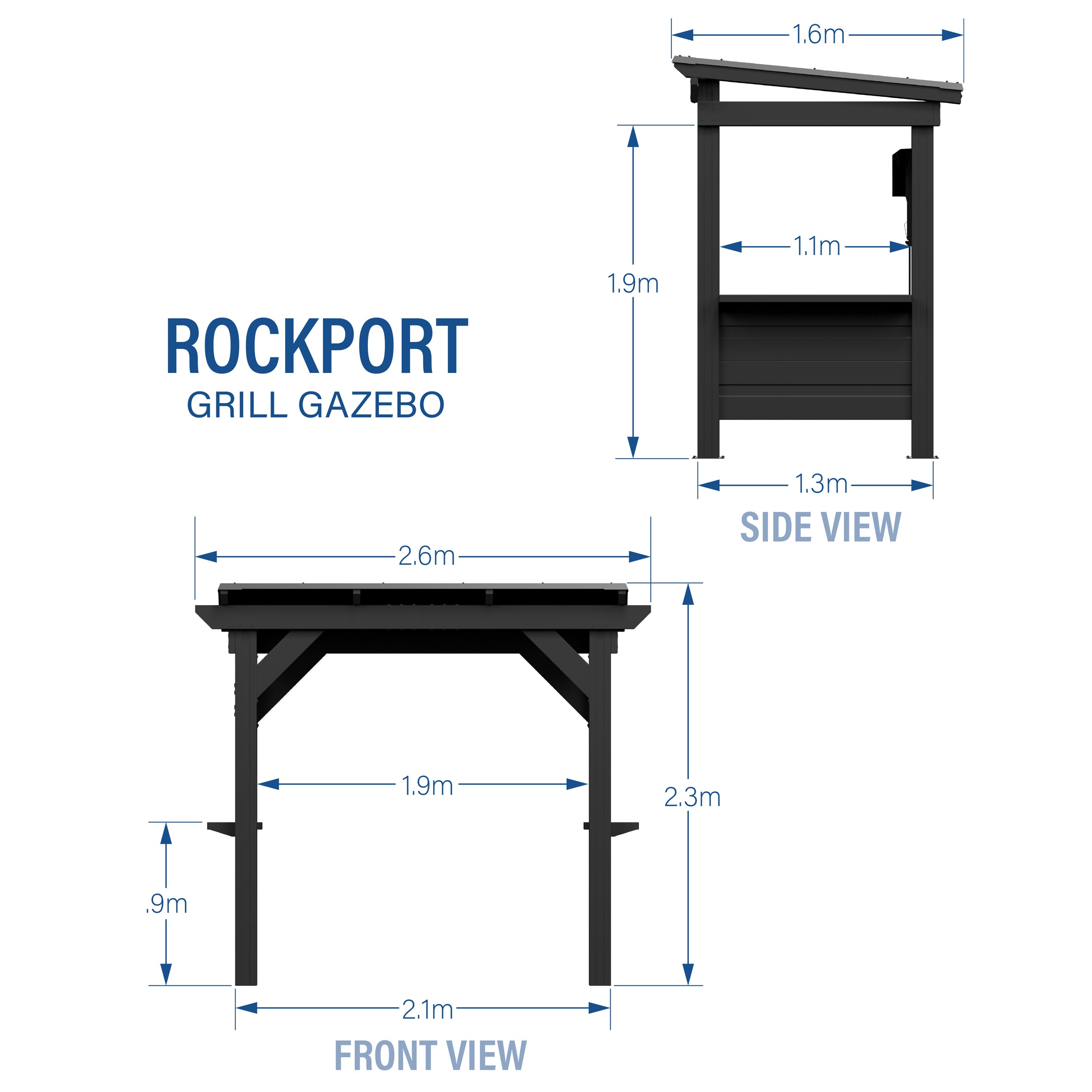 2.6m x 1.6m (8ft x 5ft) Rockport Grill/BBQ Gazebo