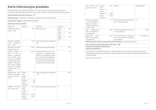 AEG Series 6000 L6FBA51480 washing machine Front-load 8 kg 1400 RPM White
