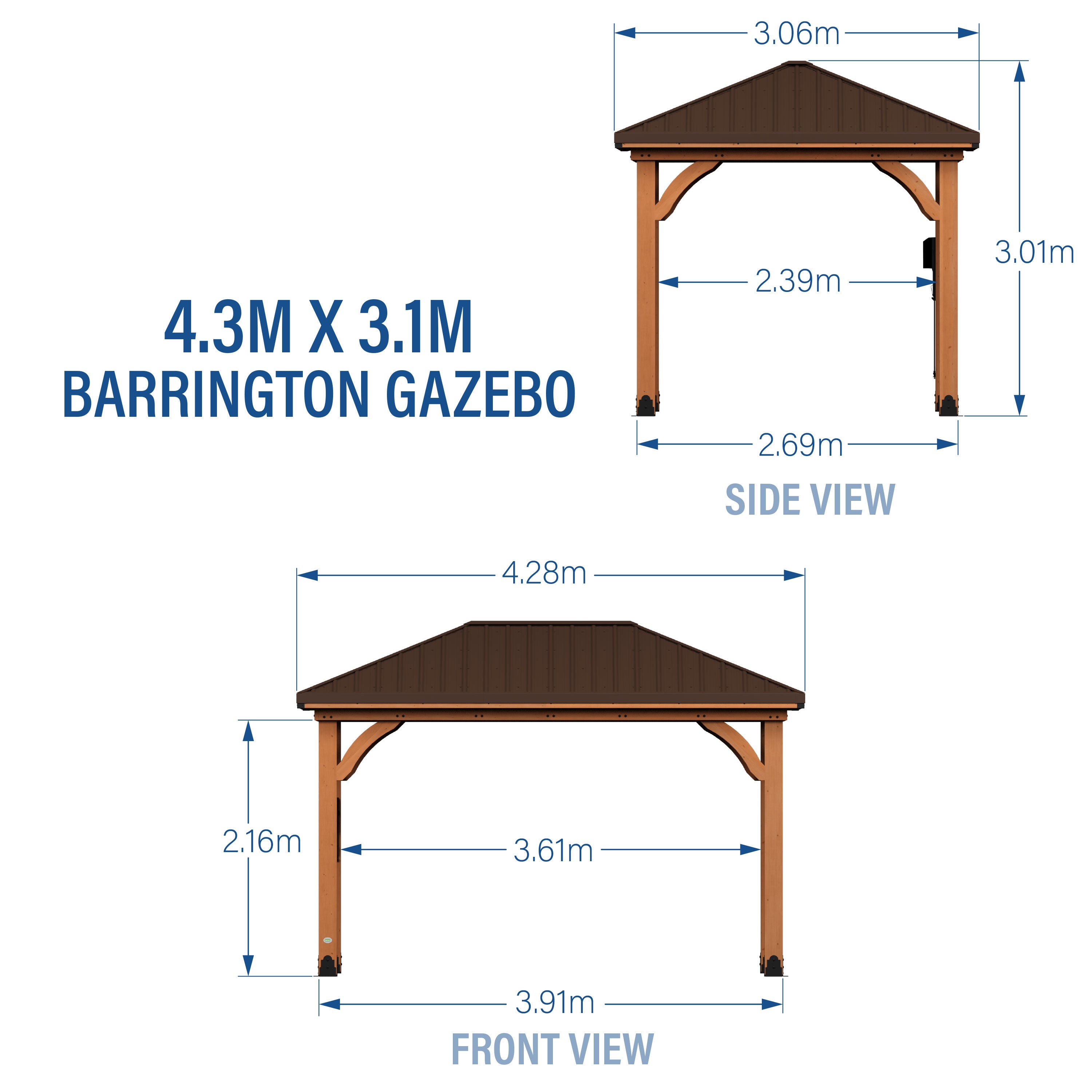 4.3m x 3.1m (14ft x 10ft) Barrington Gazebo