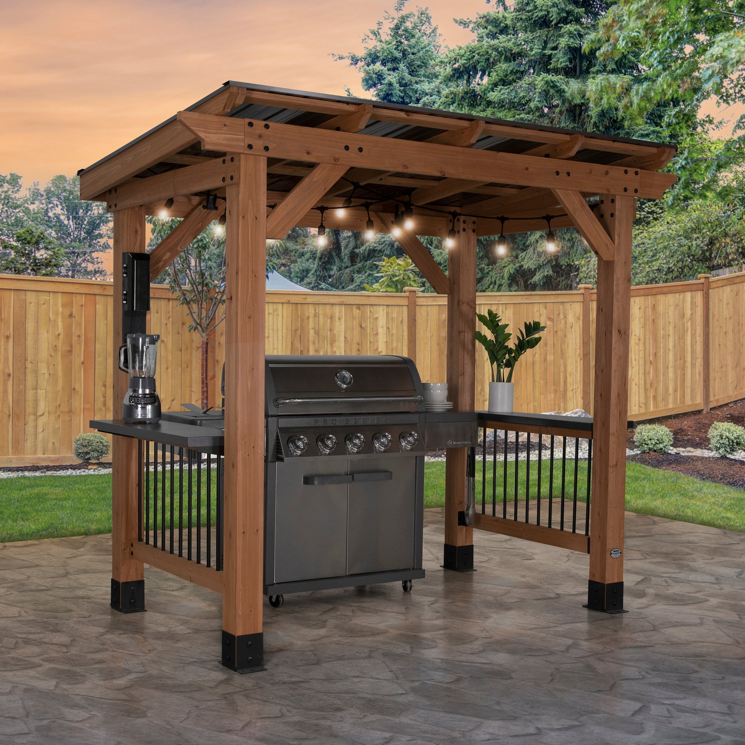 2.6m x 1.6m (9ft x 5ft) Saxony Grill/BBQ Gazebo
