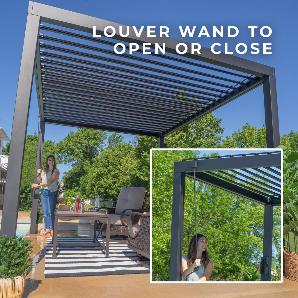 3.6m x 3.0m (12ft x 10ft) Sarasota Steel Louvered Pergola