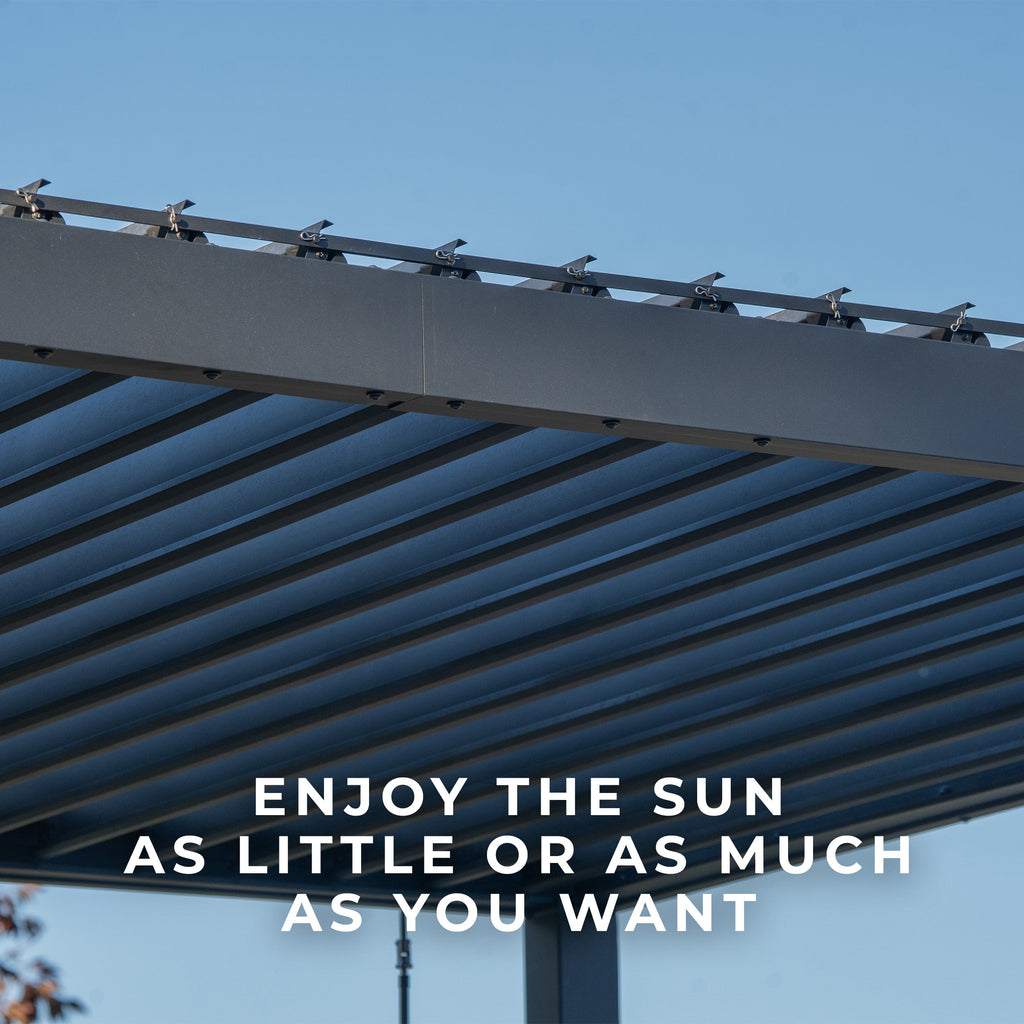 4.9m x 3.0m (16ft x 10ft) Sarasota Steel Louvered Pergola