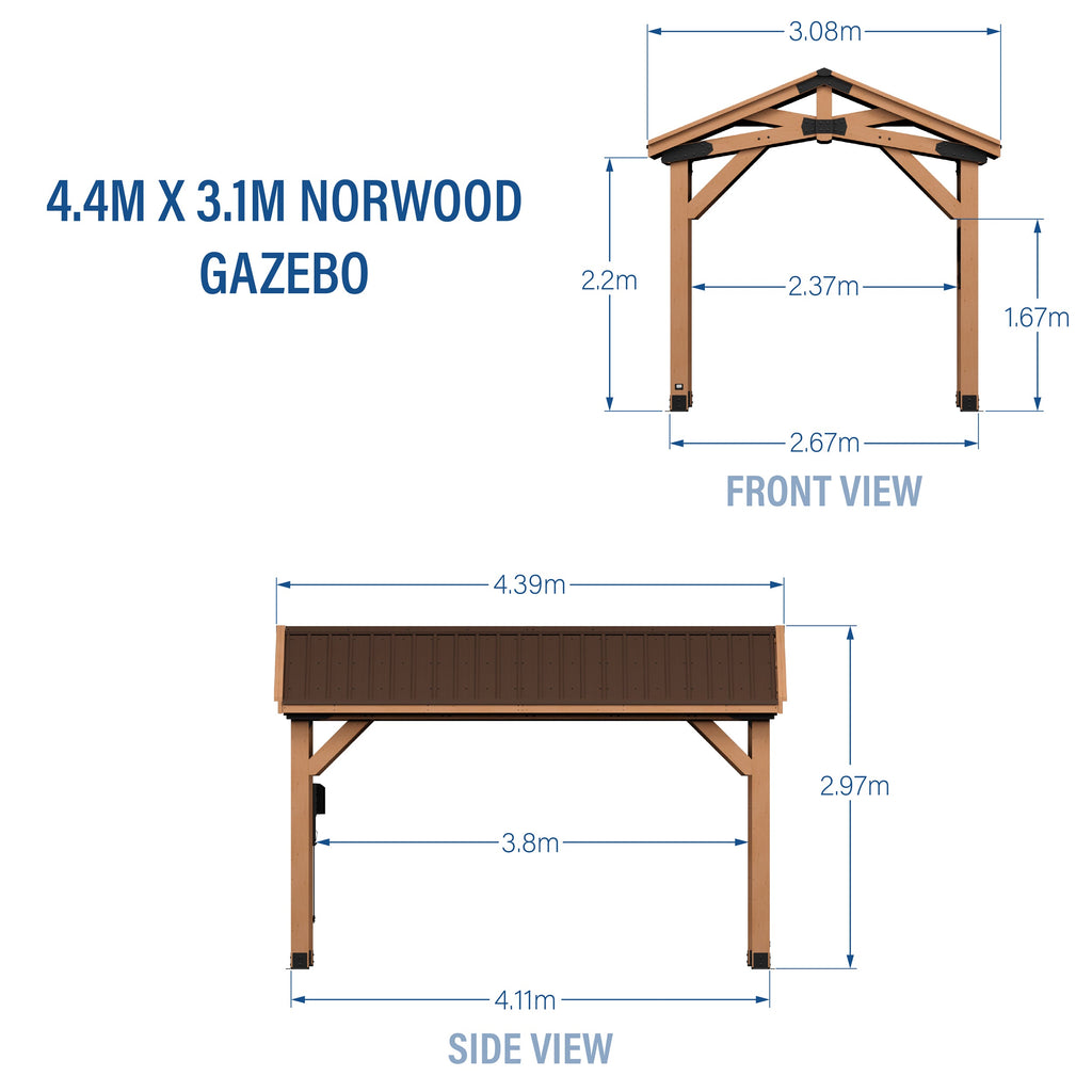 4.4m x 3.1m (14ft x 10ft) Norwood Gazebo