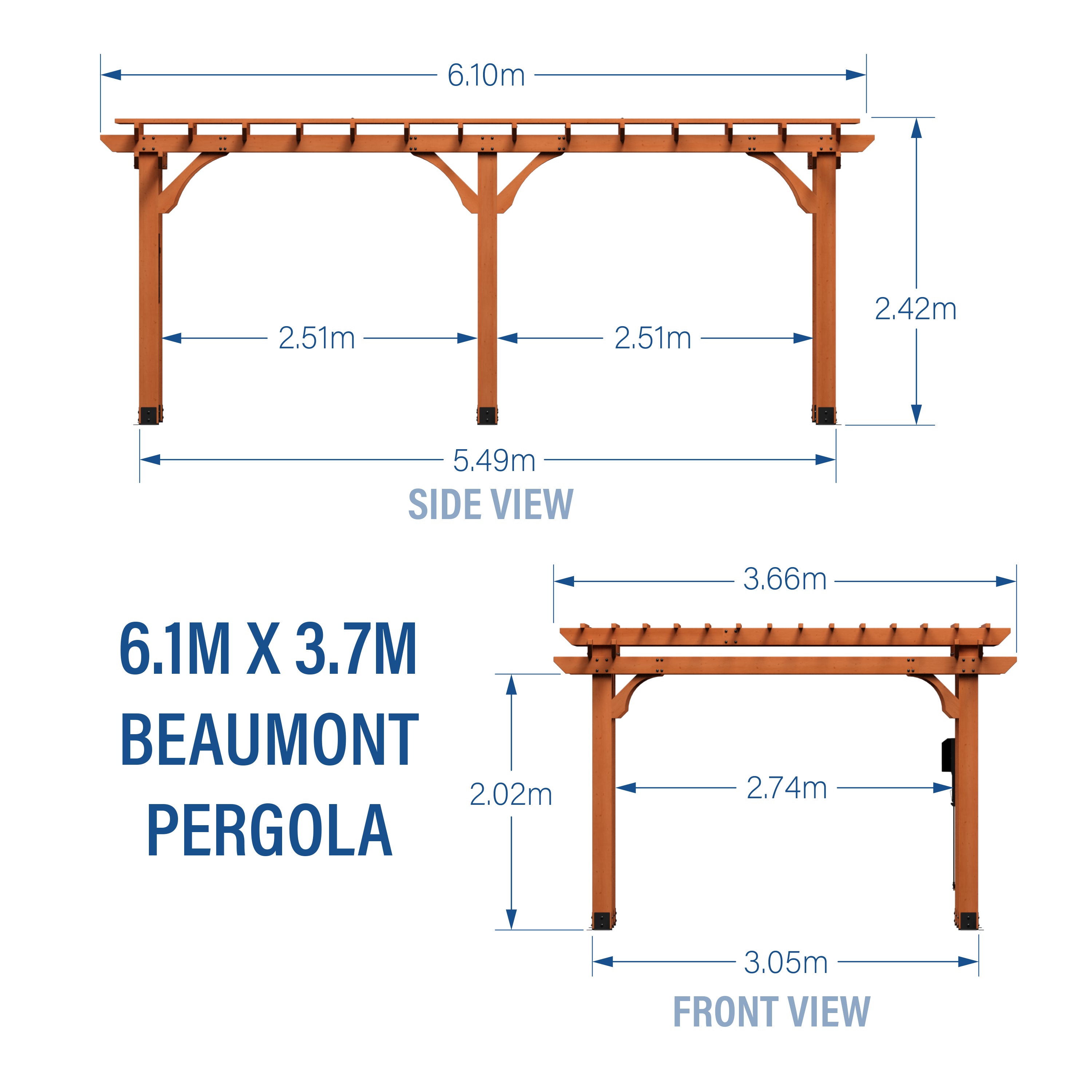 6.1m x 3.7m (20ft x 12ft) Beaumont Pergola