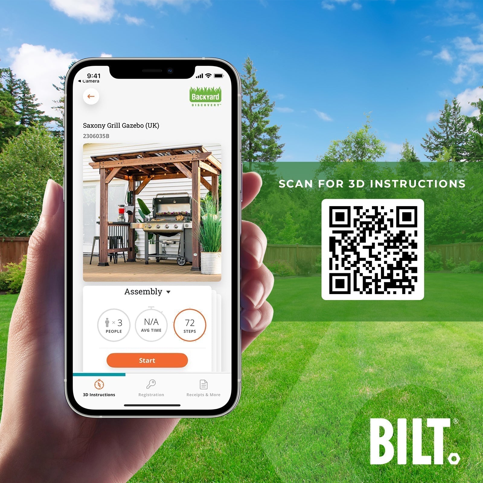 2.6m x 1.6m (9ft x 5ft) Saxony Grill/BBQ Gazebo