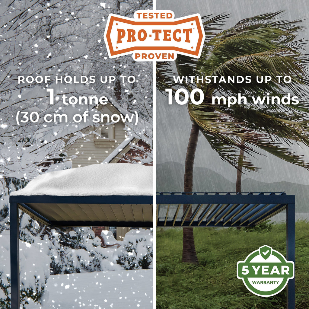 3.6m x 3.1m (12ft x 10ft) Evanston Wall Mounted Louvered Pergola