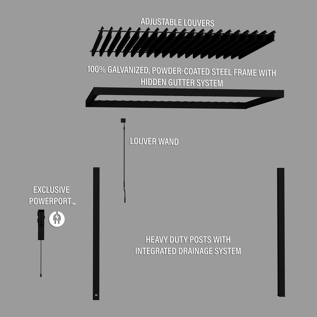 3.6m x 3.1m (12ft x 10ft) Evanston Wall Mounted Louvered Pergola