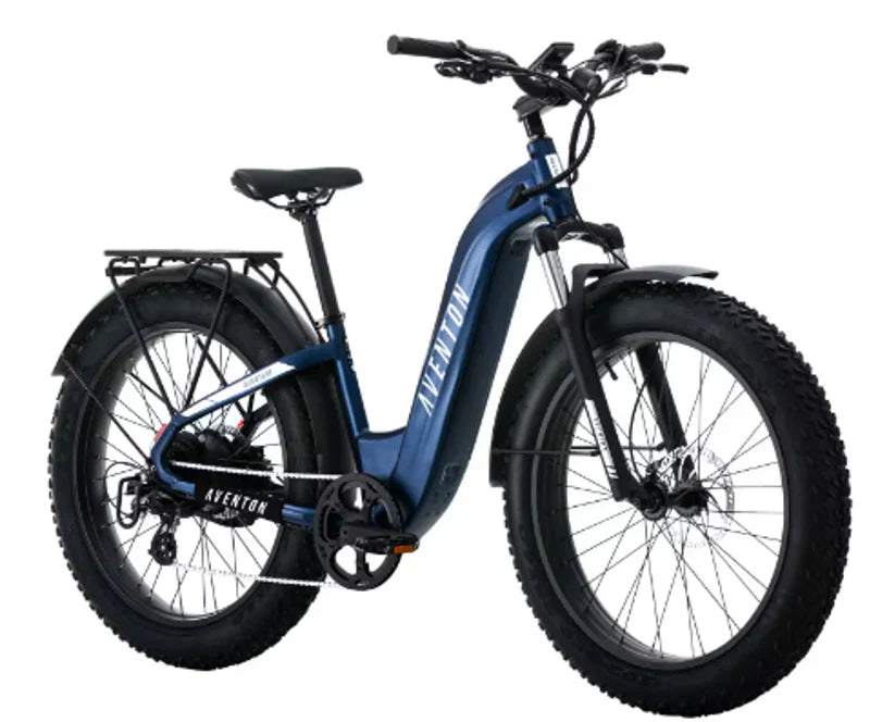 Aventon Aventure.2 Step-Through Fat Tire E-bike in Cobalt Blue