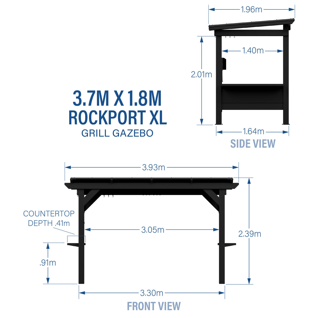 3.9m x 2.0m (13ft x 6ft) Rockport XL Grill/BBQ Gazebo