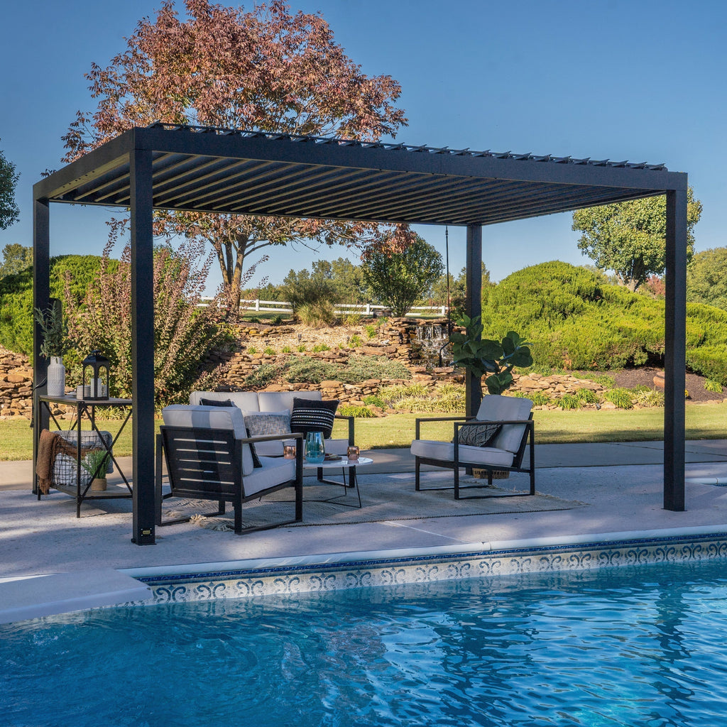 4.3m x 3.0m (14ft x 10ft) Sarasota Steel Louvered Pergola