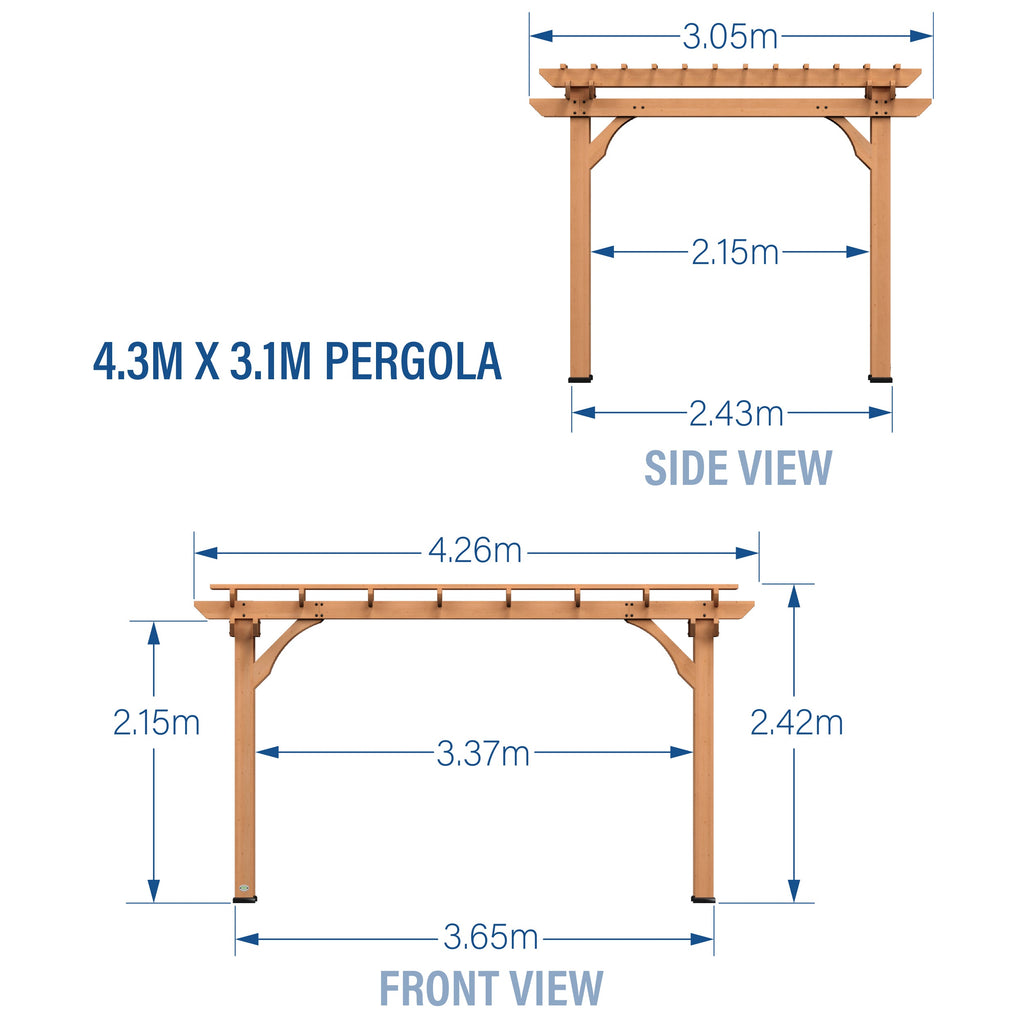 4.3m x 3.1m (14ft x 10ft) Wood Pergola