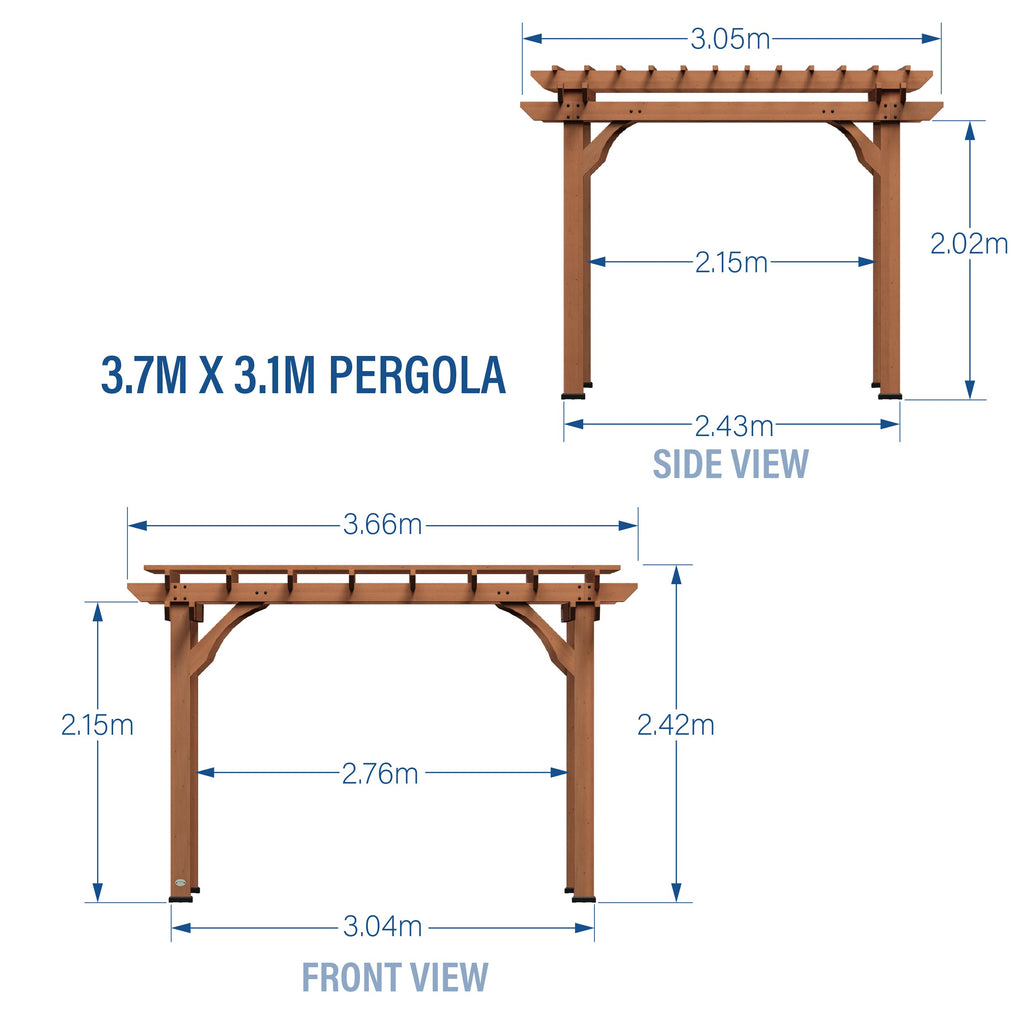 3.7m x 3.1m (12ft x 10ft) Wood Pergola