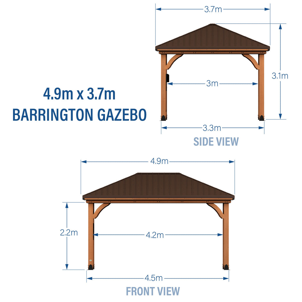 4.9m x 3.7m (16ft x 12ft) Barrington Gazebo