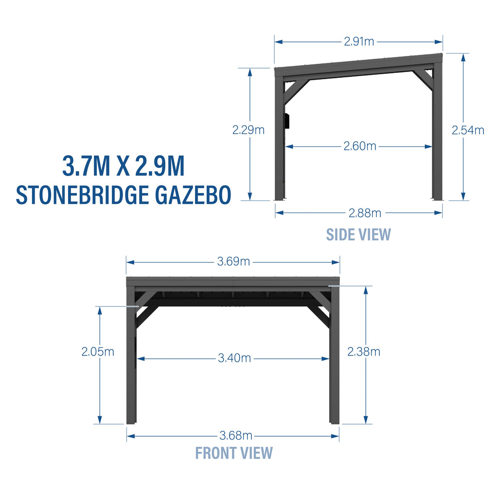 3.7m x 2.9m (12ft x 9.5ft) Stonebridge Gazebo