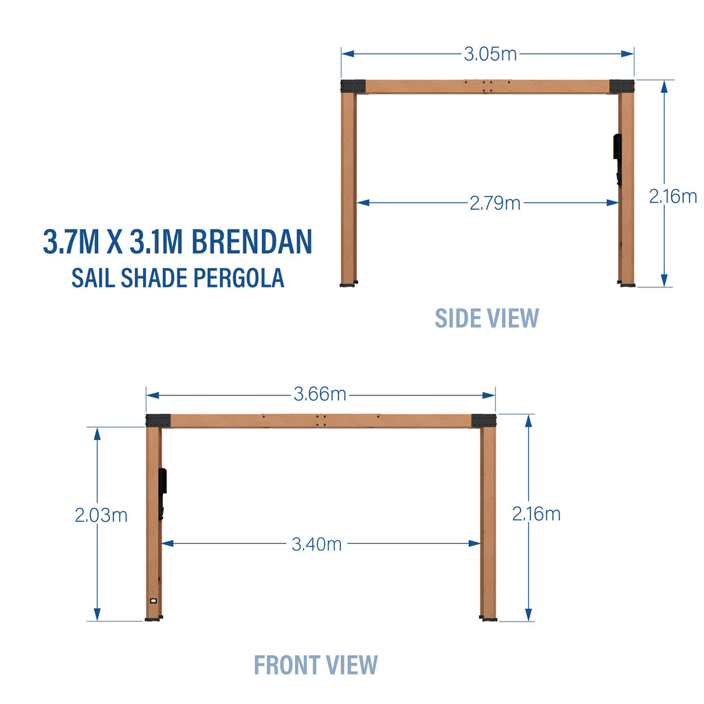 3.7m x 3.1m (12ft x 10ft) Brendan Sail Shade Pergola