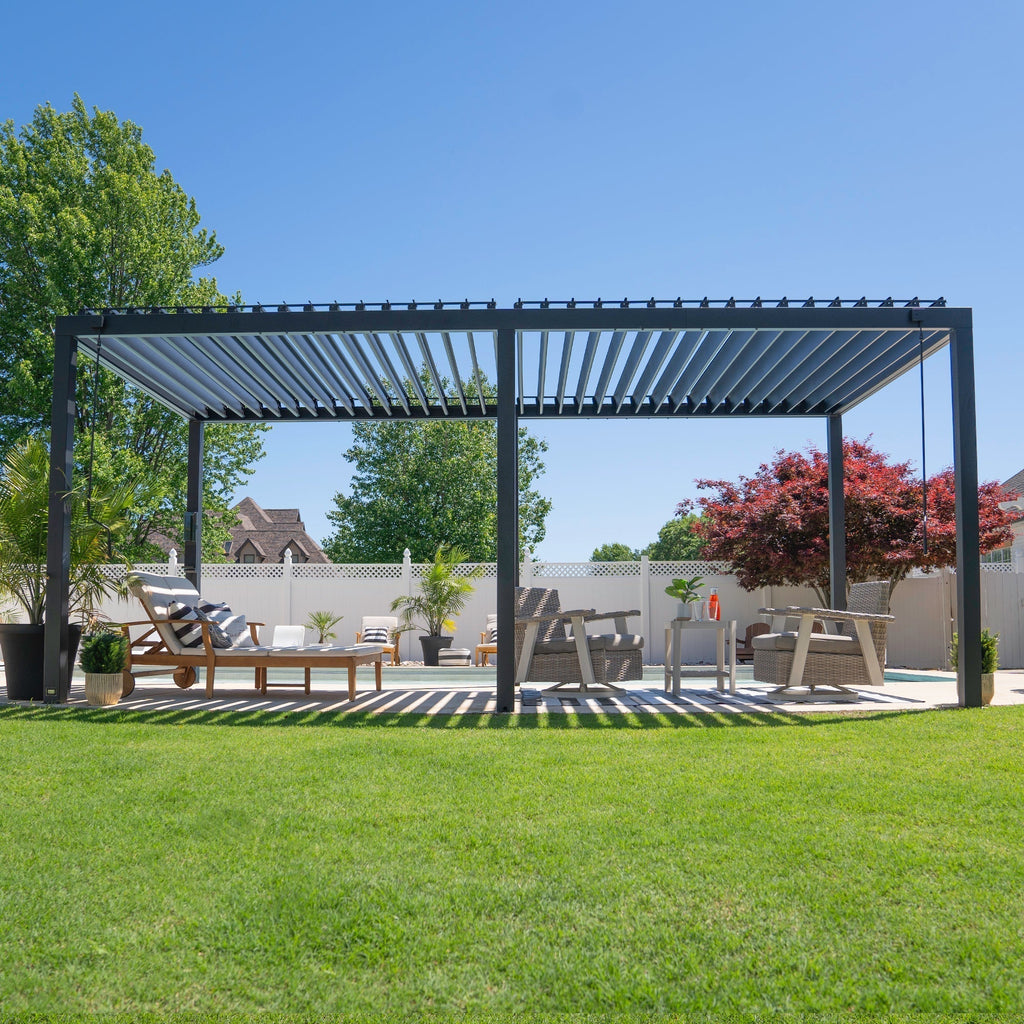 6.0m x 3.0m (20ft x 10ft) Sarasota Steel Louvered Pergola