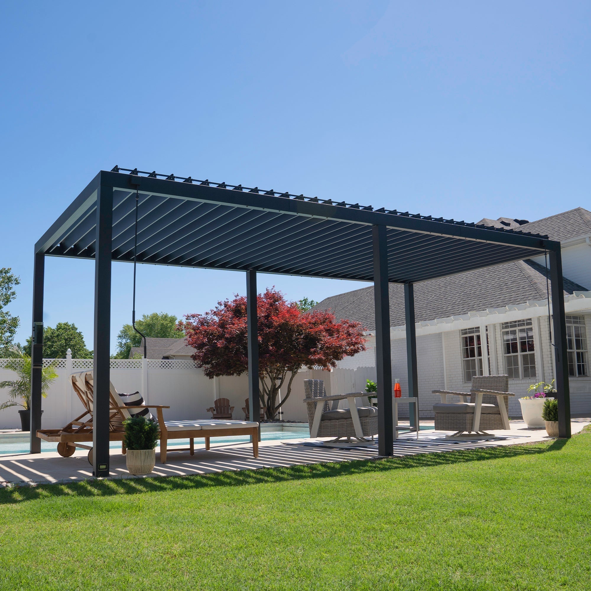 6.0m x 3.0m (20ft x 10ft) Sarasota Steel Louvered Pergola