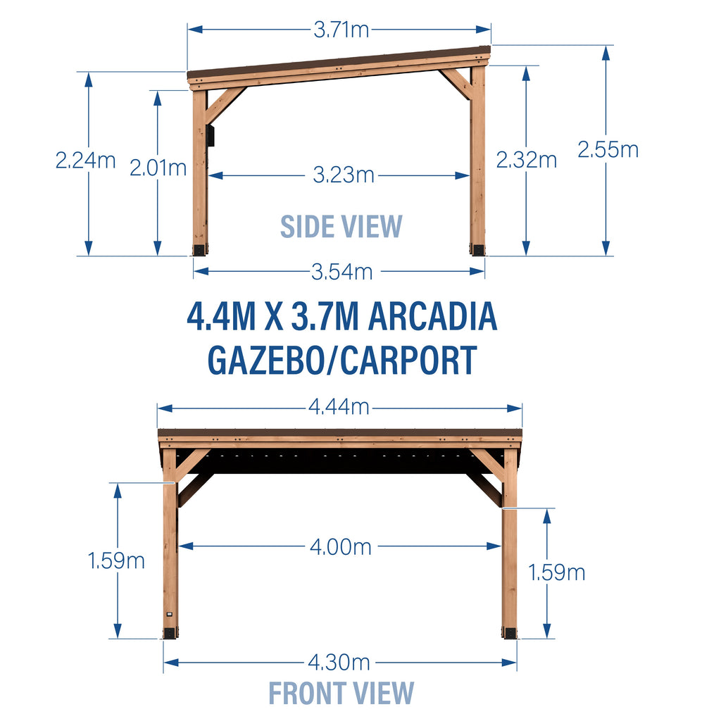 4.4m x 3.7m (14ft x 12ft) Arcadia Gazebo
