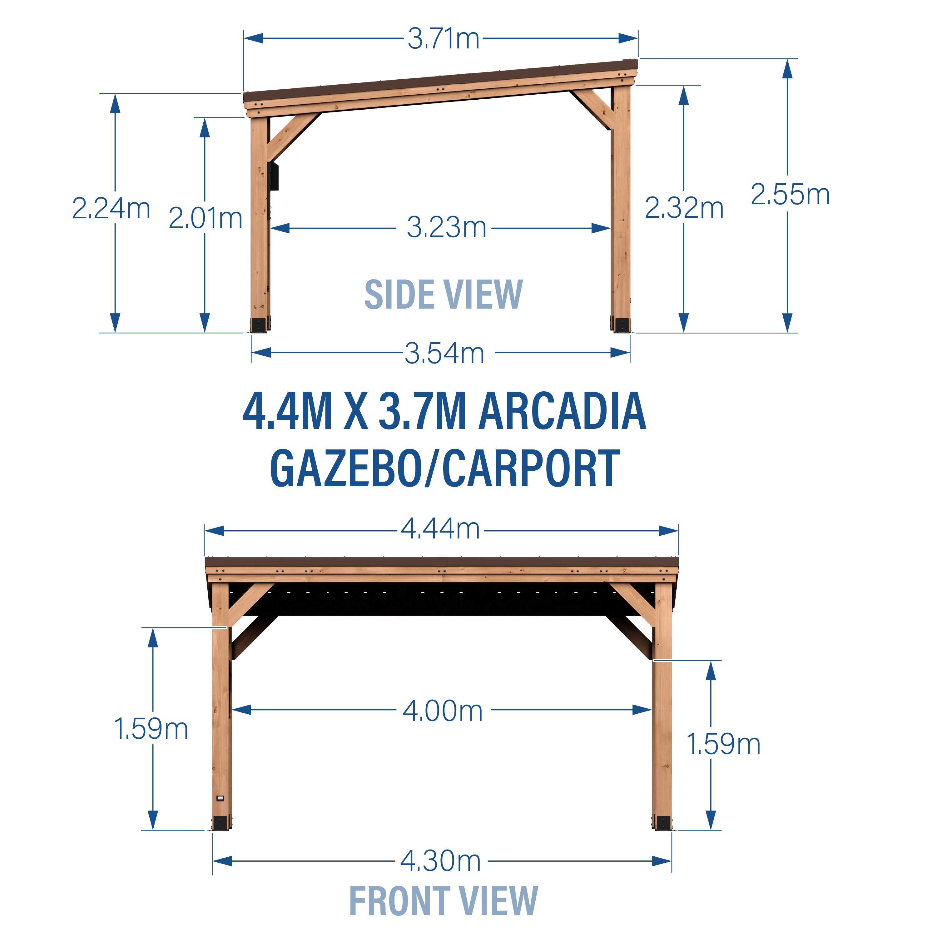 4.4m x 3.7m (14ft x 12ft) Arcadia Gazebo
