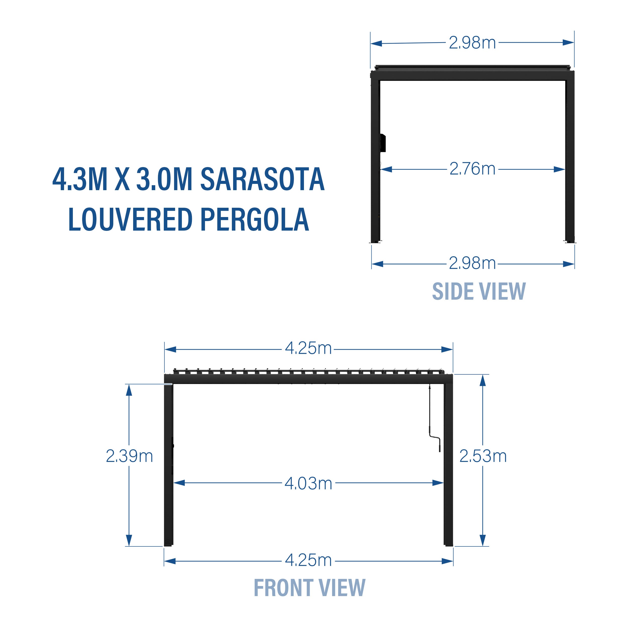 4.3m x 3.0m (14ft x 10ft) Sarasota Steel Louvered Pergola